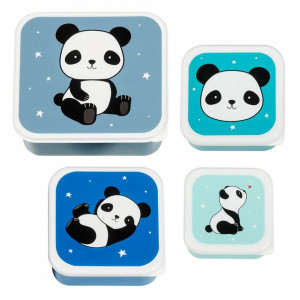 Set 4 cutii pentru pranz multicolore din polietilena Panda A Little Lovely Company