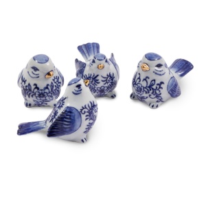 Set 4 decoratiuni multicolore din ceramica Bird Family Pols Potten