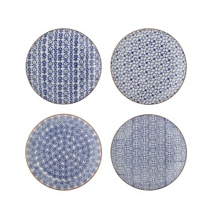 Set 4 farfurii intinse albastre din ceramica 20 cm Karine Bloomingville