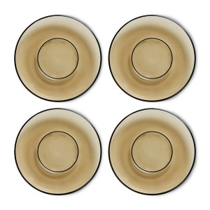 Set 4 farfurioare maro din sticla 13 cm 70S HKliving