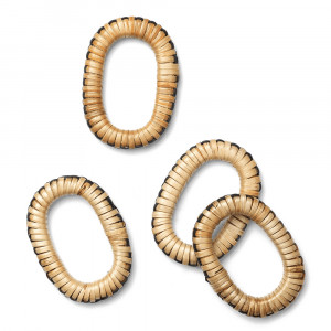 Set 4 inele pentru servetele negre/maro din lemn Weave Ferm Living