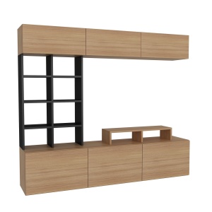 Set comoda TV, etajera si raft negru/maro Sasa The Home Collection