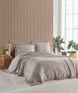 Set cuvertura bej nurca din bumbac Ilda Double The Home Collection