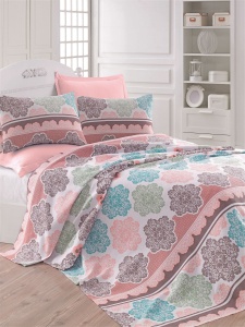 Set cuvertura turcoaz din bumbac Andalucia Double The Home Collection