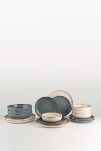 Set de masa 16 piese crem/albastre din ceramica MOD16YS730K57A The Home Collection