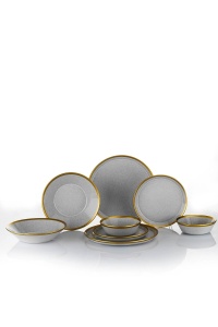 Set de masa 16 piese gri/aurii din ceramica FRZ16YS856A14520 The Home Collection