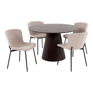 Set masa dining si 4 scaune maro din metal Bolton Maceda House Nordic