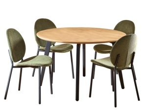Set masa dining si 4 scaune verde/maro din metal Cadiz Round Actona Company