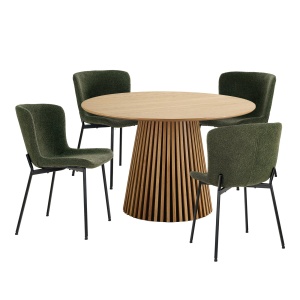 Set masa dining si 4 scaune verde/maro Osaka and Maceda House Nordic