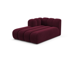 Sezlong canapea modulara rosu burgund din catifea pentru 2 persoane Lupine Left Micadoni