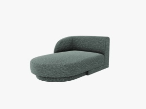 Sezlong pentru canapea modulara albastru petrol din textil pentru 2 persoane Miley Left Chenille Micadoni