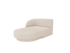 Sezlong pentru canapea modulara bej din textil pentru 2 persoane Miley Left Boucle Micadoni