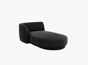 Sezlong pentru canapea modulara negru din textil pentru 2 persoane Miley Left Chenille Micadoni