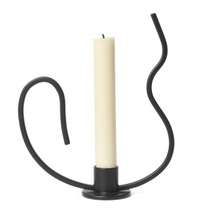 Suport lumanare negru din metal 18 cm Low Valse Ferm Living