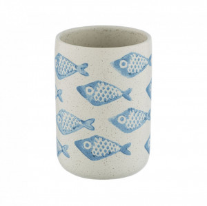 Suport pentru periuta de dinti din ceramica bej/albastra 8x11 cm Aquamarine Wenko