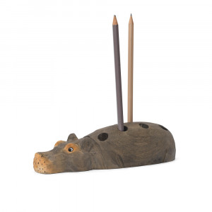 Suport pentru pixuri gri din lemn Hippo Ferm Living