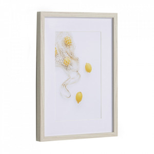 Tablou alb/galben din hartie si MDF 30x40 cm Leyla Kave Home