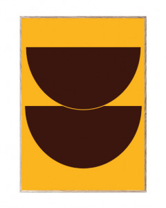 Tablou galben/maro cu rama din lemn Half Circles Yellow Paper Collective