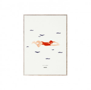 Tablou multicolor cu rama din lemn 50x70 cm Sally the Swimmer Paper Collective
