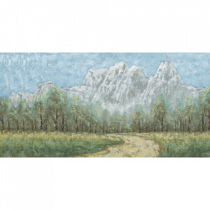 Tablou multicolor din canvas si lemn 70x140 cm Landscape Ter Halle