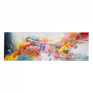 Tablou multicolor din lemn si canvas 50x150 cm Crown Bizzotto