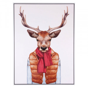 Tablou multicolor din MDF si polistiren 60x80 cm Deer Vest Somcasa