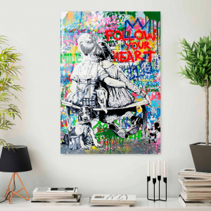 Tablou multicolor din sticla 70x100 cm Friends The Home Collection