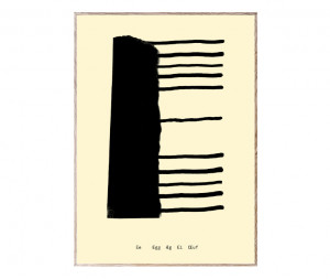 Tablou negru/crem cu rama din lemn 30x40 cm E-Alphabet Spaghetti Letter Paper Collective