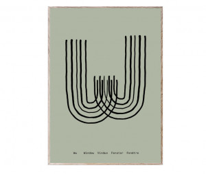 Tablou negru/verde cu rama din lemn 30x40 cm W-Alphabet Spaghetti Letter Paper Collective
