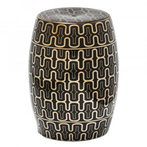 Taburet decorativ negru/auriu din ceramica 32 cm Mysh Thai Natura