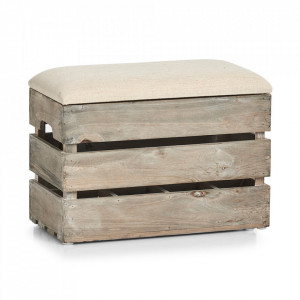 Taburet dreptunghiular crem din lemn 20,5x40 cm Bottle Division Zeller