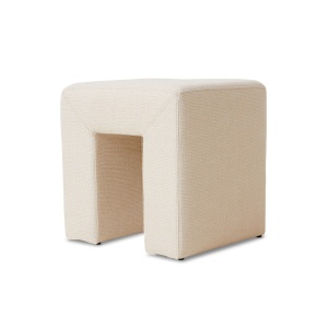 Taburet dreptunghiular crem din textil 40x45 cm Lobby HKliving
