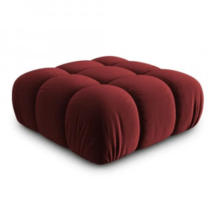 Taburet patrat rosu inchis din catifea 94x94 cm Bellis Micadoni