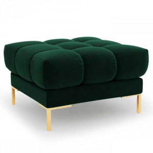 Taburet patrat verde/auriu din catifea 60x60 cm Mamaia Micadoni