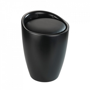 Taburet pentru baie rotund negru din plastic 36 cm Candy Matte Wenko