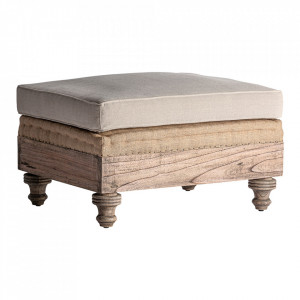 Taburet pentru picioare dreptunghiular crem/maro din bumbac 60x80 cm Retz Vical Home