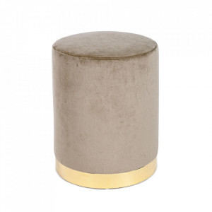 Taburet rotund maro/auriu din catifea 35 cm Lucilla Bizzotto