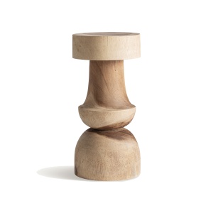 Taburet rotund maro din lemn 30 cm Kalandi Vical Home