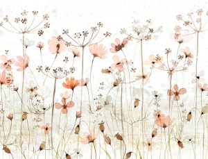 Tapet rosu din hartie Dreamy Meadow Rebel Walls