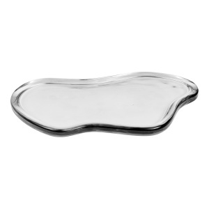 Tava asimetrica din sticla gri 21x30 cm Drip House Nordic