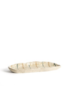 Tava ovala crem/multicoloradin ceramica 13x32 cm Belor Kave Home