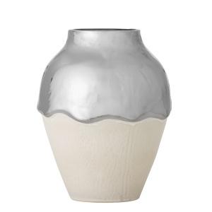 Vaza bej/argintie din ceramica 26 cm Silvio Bloomingville