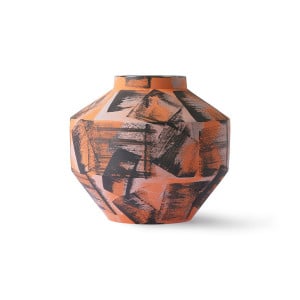 Vaza portocalie/neagra din ceramica 16 cm Venus HK Living