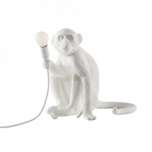 Veioza alba din rasina 32 cm The Monkey Sitting Outdoor Seletti