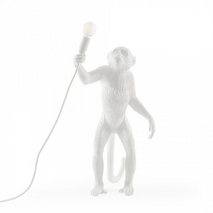 Veioza alba din rasina 54 cm The Monkey Standing Seletti