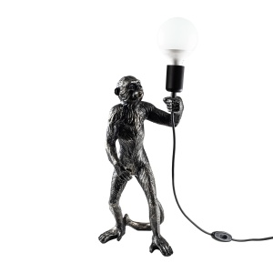 Veioza neagra din fibre sintetice 46 cm Singe The Home Collection