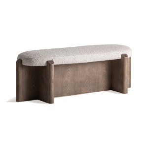 Bancheta bej/maro din textil 142 cm Jacquard Vical Home