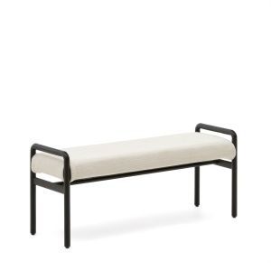 Bancheta exterior crem/negru din lemn 120 cm Macaret Kave Home