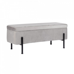 Bancheta gri deschis din catifea 110 cm Irina Bizzotto