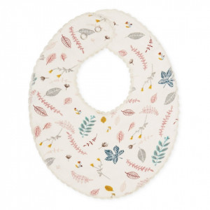 Bavetica multicolora din bumbac organic Pressed Leaves Rose CamCam Copenhagen